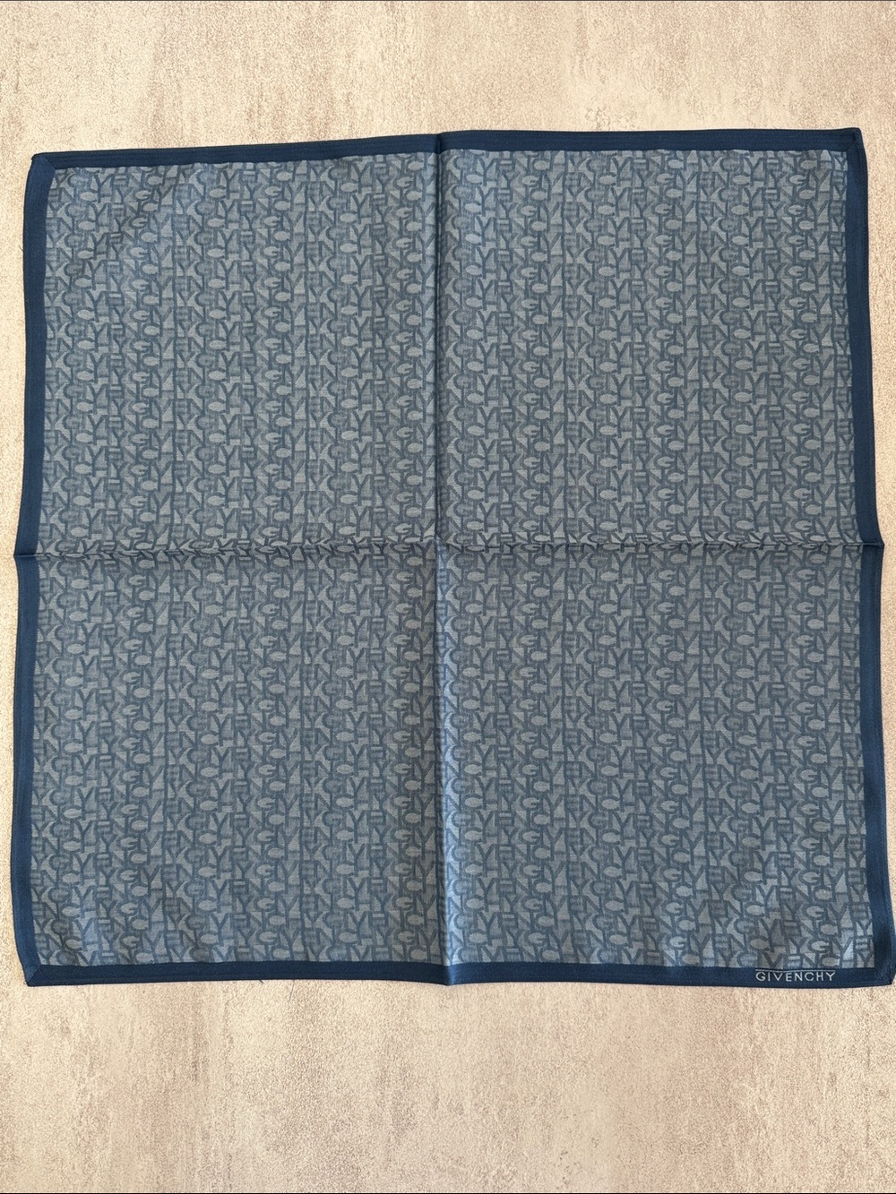 Givenchy Blue Monogram cotton Pocket Square